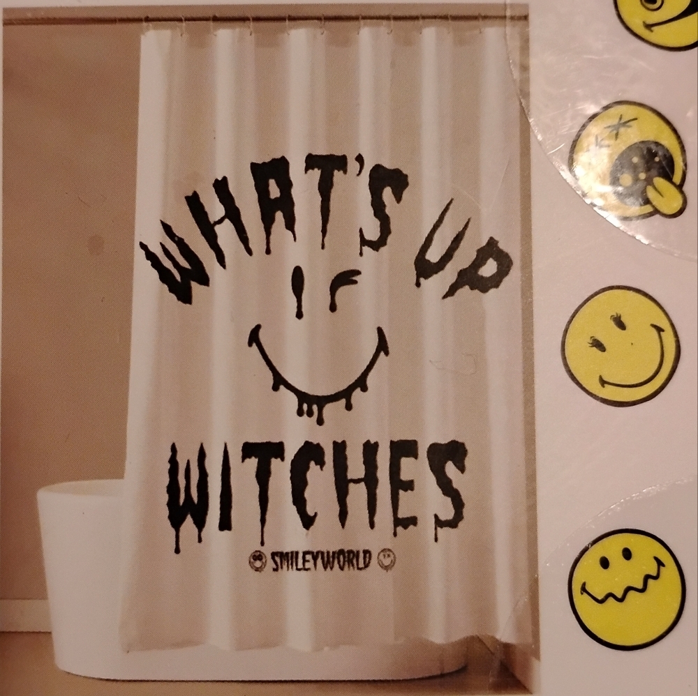 🆕 What's Up Witches Shower Curtain by Smiley World, NIP